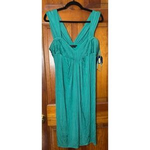 bcbg green lace dress BCBGMAXAZRIA Womens Pleated Lace Mini Dress Green SZ 10 12